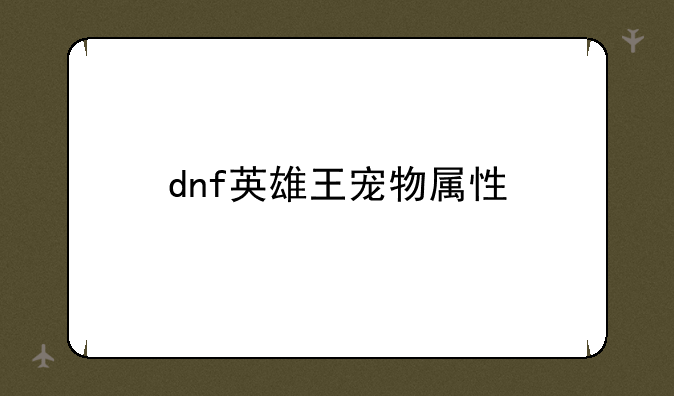 dnf英雄王宠物属性