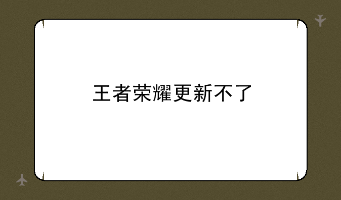 王者荣耀更新不了