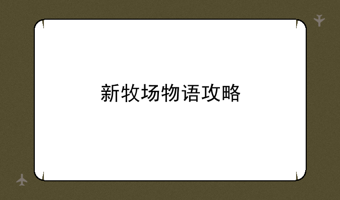 新牧场物语攻略