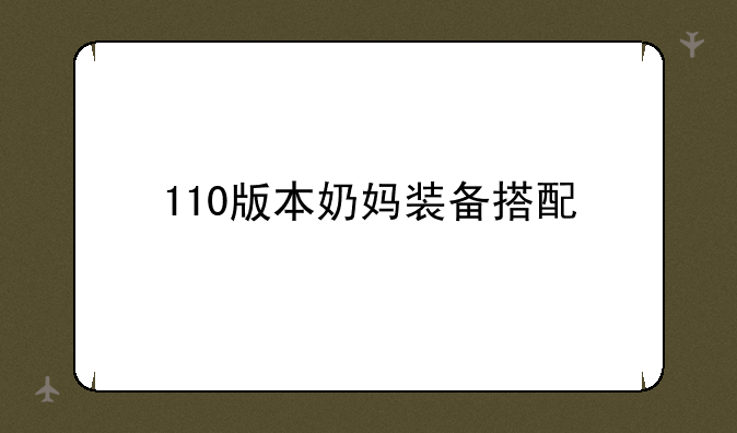 110版本奶妈装备搭配