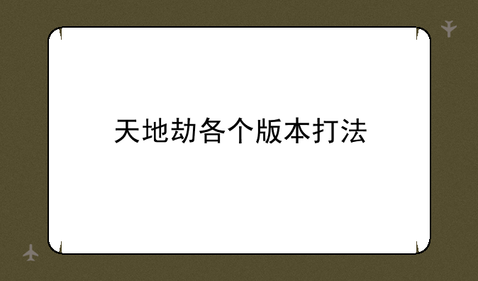 天地劫各个版本打法
