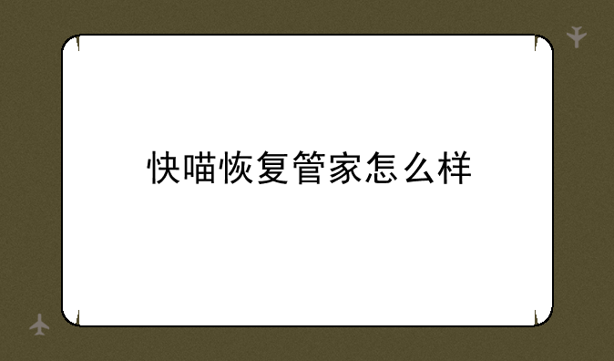 快喵恢复管家怎么样