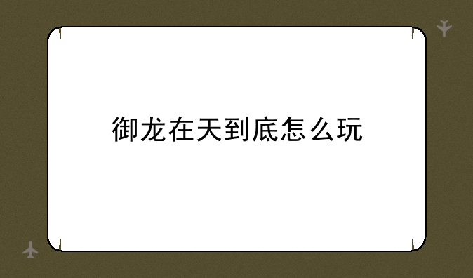 御龙在天到底怎么玩