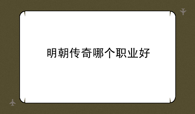 明朝传奇哪个职业好