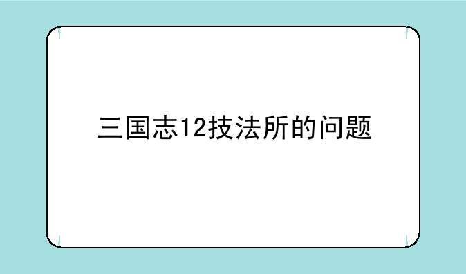 三国志12技法所的问题