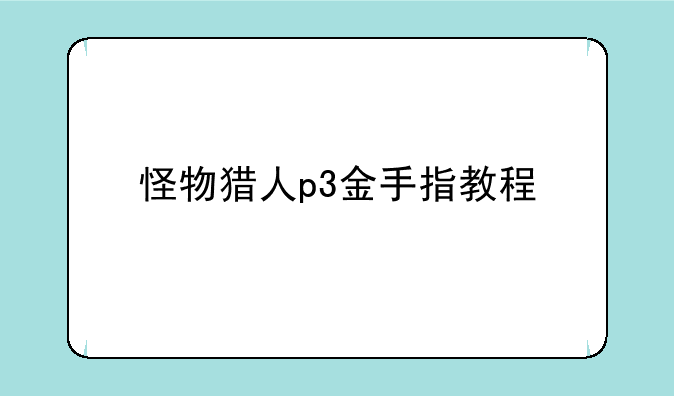 怪物猎人p3金手指教程