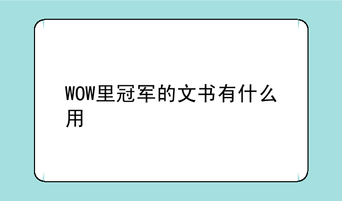 WOW里冠军的文书有什么用