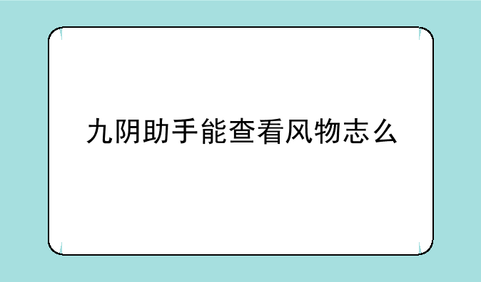 九阴助手能查看风物志么