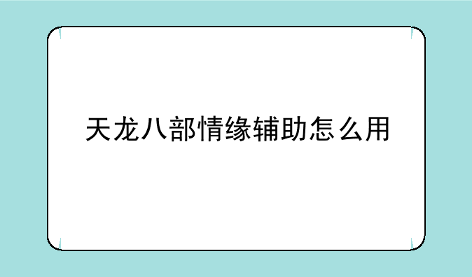 天龙八部情缘辅助怎么用