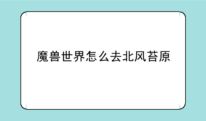 魔兽世界怎么去北风苔原
