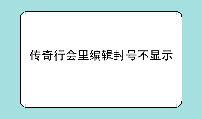 传奇行会里编辑封号不显示