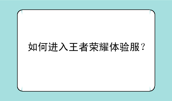 如何进入王者荣耀体验服？