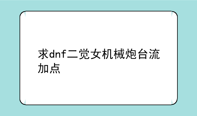 求dnf二觉女机械炮台流加点