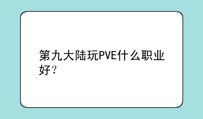 第九大陆玩PVE什么职业好？