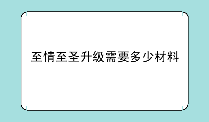 至情至圣升级需要多少材料