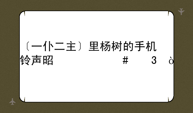 〔一仆二主〕里杨树的手机铃声是什么歌？