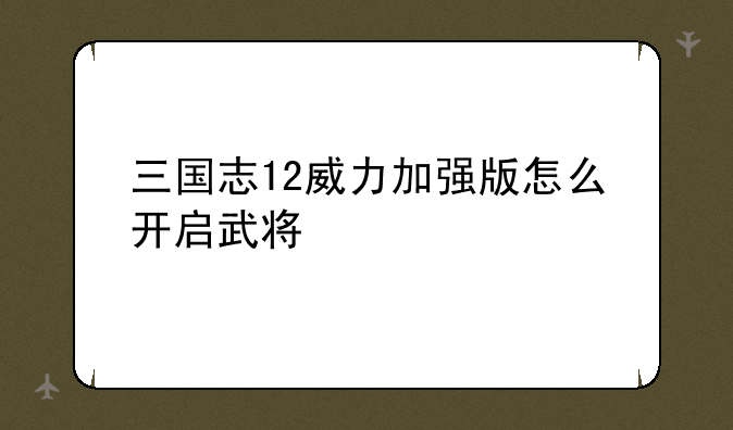 三国志12威力加强版怎么开启武将