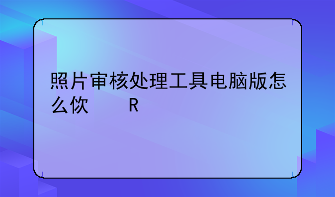 照片审核处理工具电脑版怎么使用
