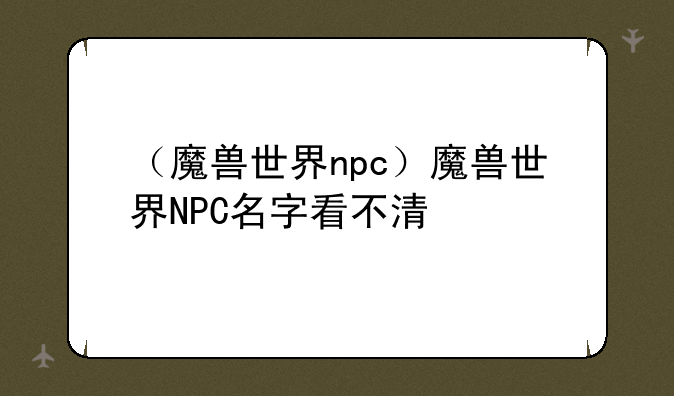 （魔兽世界npc）魔兽世界NPC名字看不清
