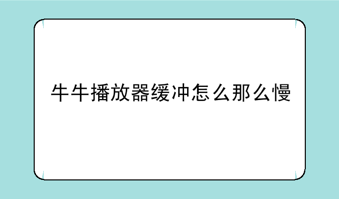 牛牛播放器缓冲怎么那么慢