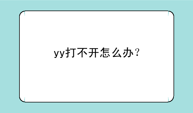 yy打不开怎么办？